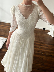 80s Long Sleeve Lace Fairy Dress