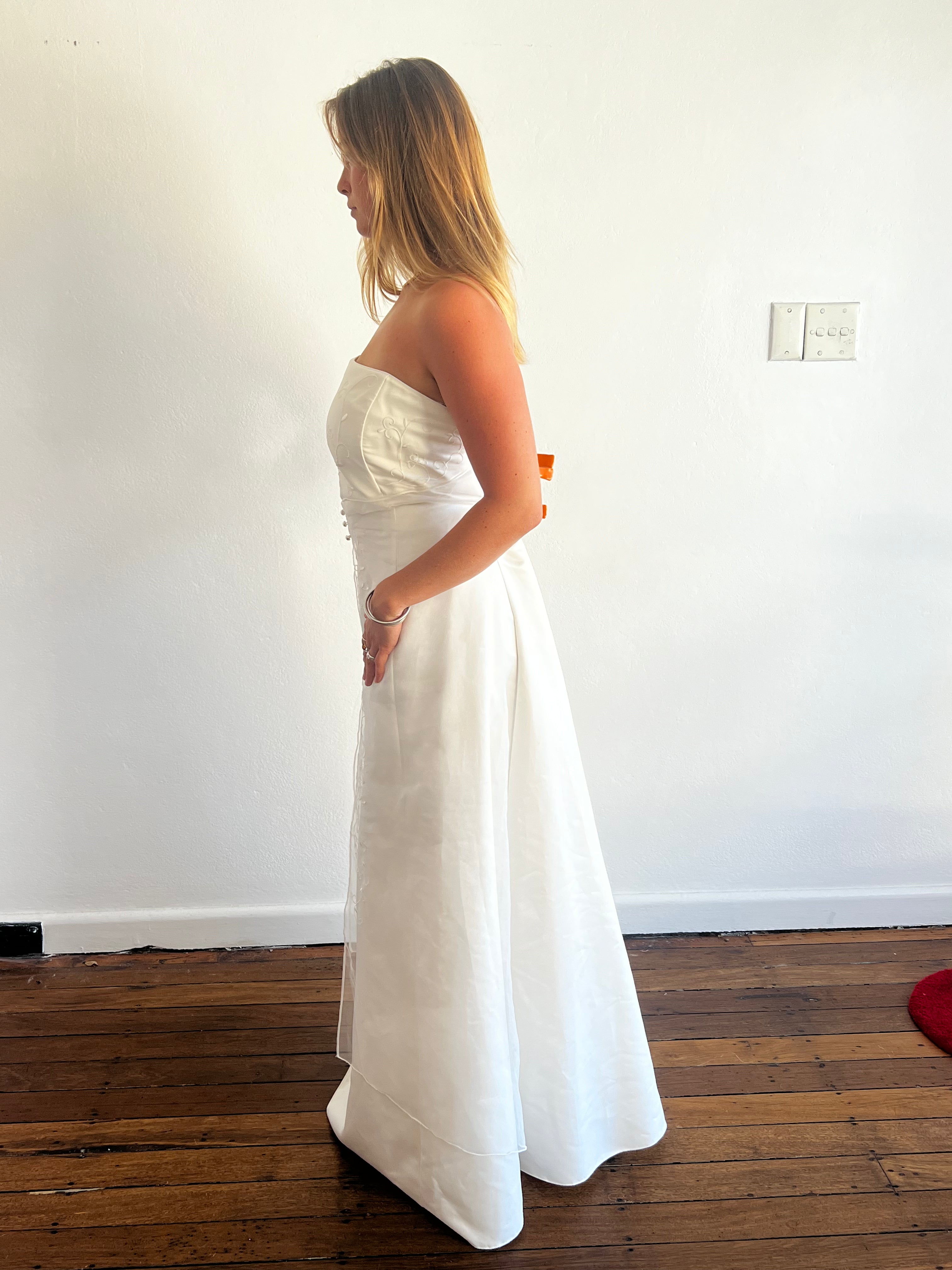 90s Strapless Embroidered Empress Dress