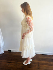 70s Lace Bell Sleeve Midi Dress