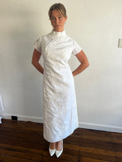 90s Beaded Lace Detail Qipao Dress