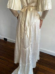 1935 Silk Flutter Sleeve Ruffle Collar Dress