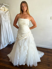 90s Strapless Aysmmetrical Drop Waist Ballgown