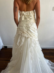 90s Strapless Aysmmetrical Drop Waist Ballgown