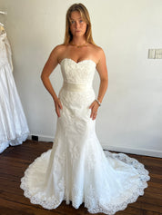 y2k Strapless Lace Appliqué Belted Mermaid Dress