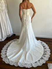 y2k Strapless Lace Appliqué Belted Mermaid Dress