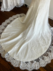 y2k Strapless Lace Appliqué Belted Mermaid Dress