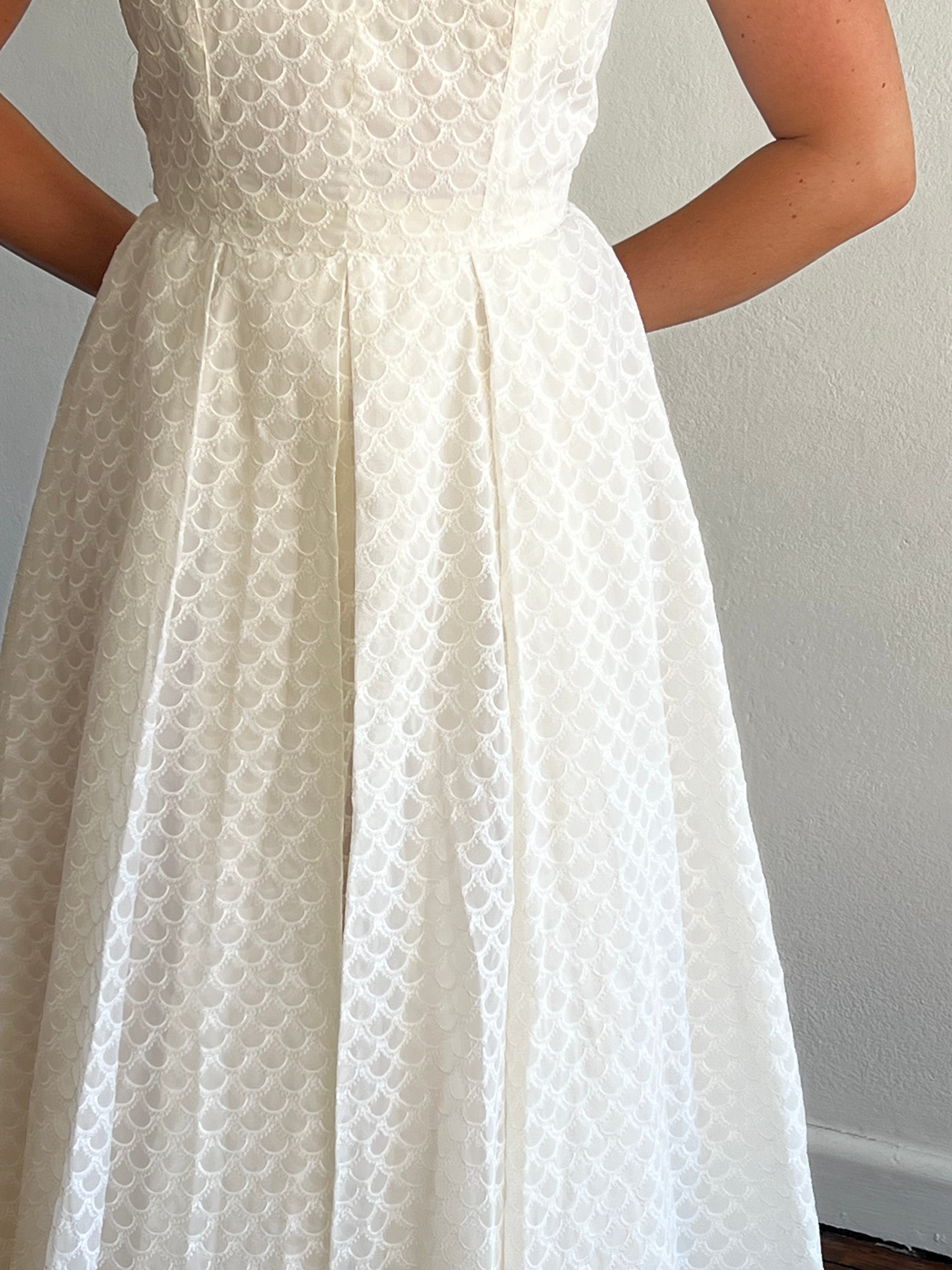 1959 Scallop Embroidered Organza Dress