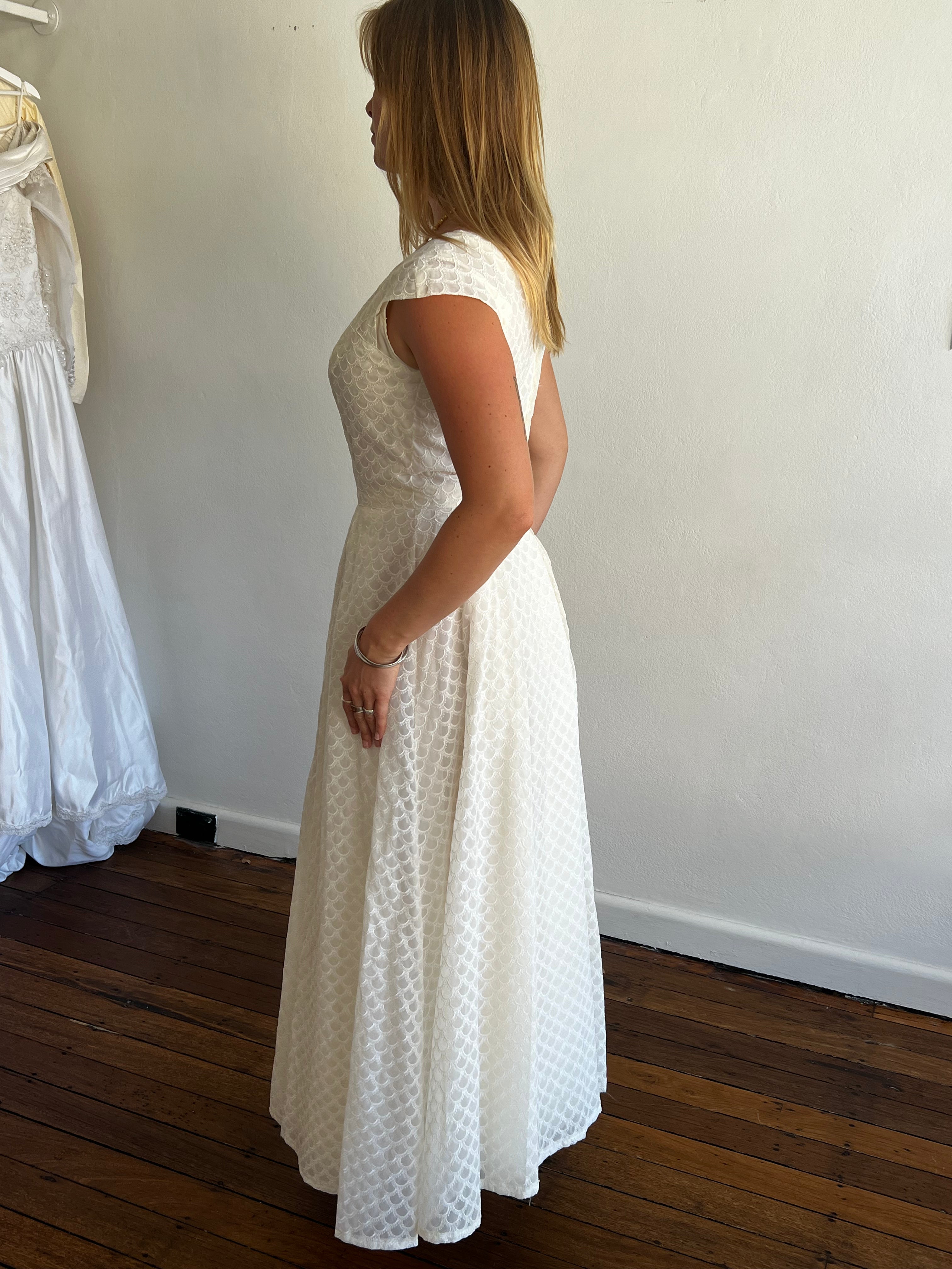 1959 Scallop Embroidered Organza Dress