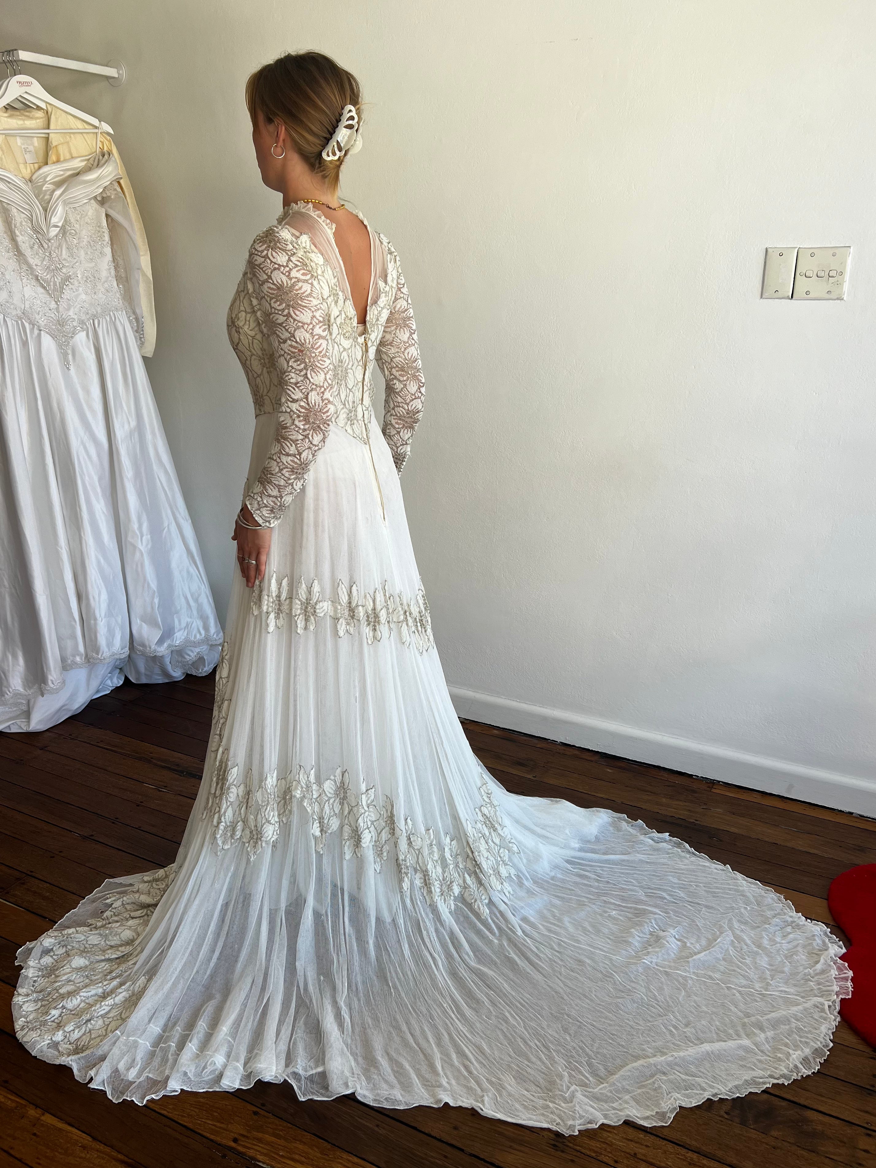 1947 Gold-work Lily Silk Net Dress