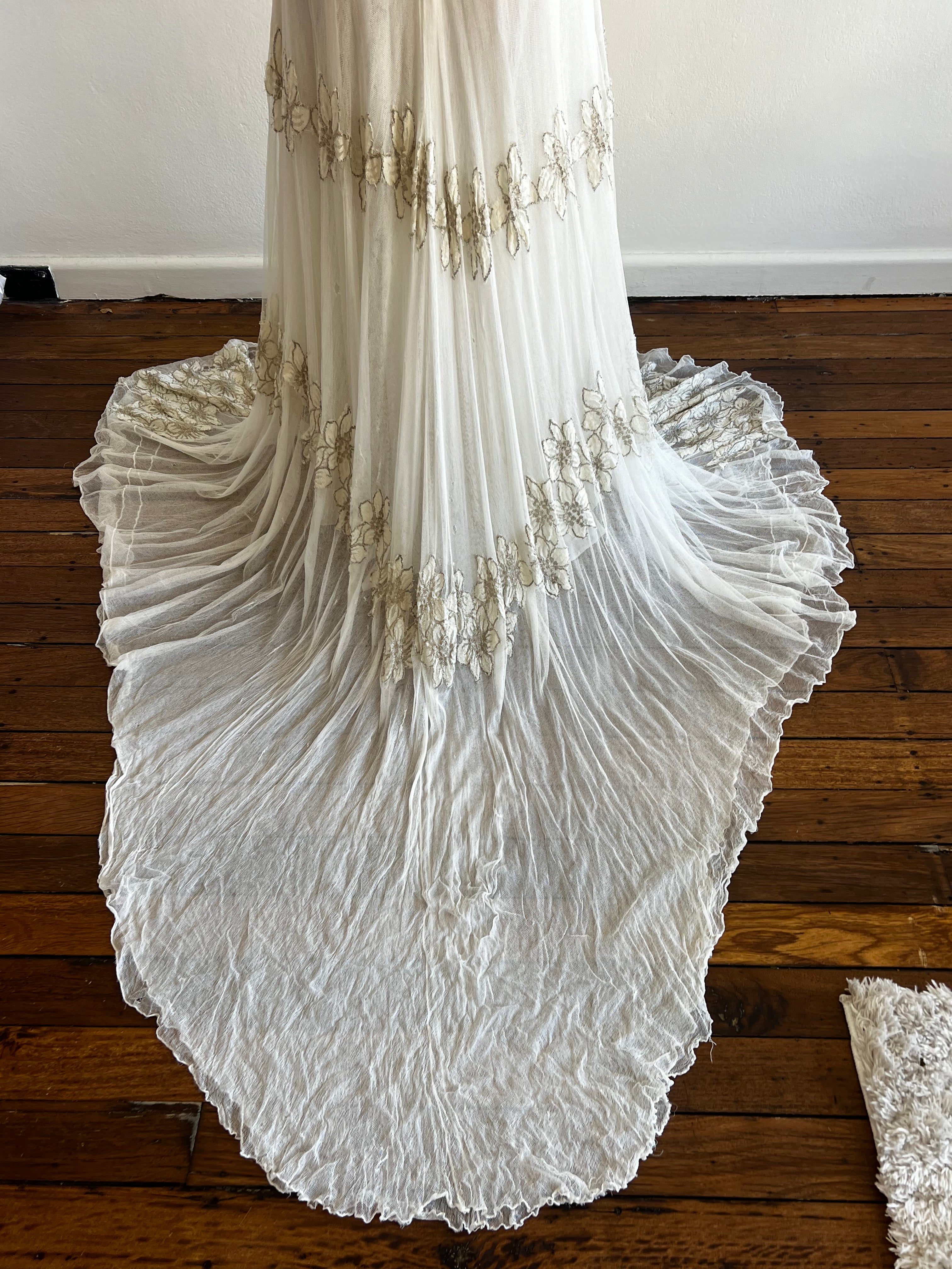 1947 Gold-work Lily Silk Net Dress