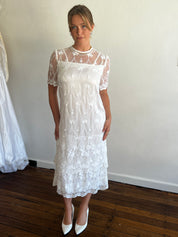 80s Does 20s Tiered Lace Flapper Dress