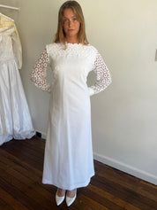 60s Guipure Lace Detail Shift Dress with Detachable Train