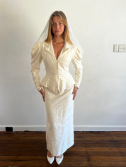 90s Raw Silk Skirt Suit Set