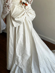 1978 Raw Silk Beaded Lace Bodice Dress