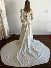 1978 Raw Silk Beaded Lace Bodice Dress