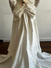 1978 Raw Silk Beaded Lace Bodice Dress