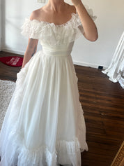 80s Off-the-shoulder Ruffle Dress