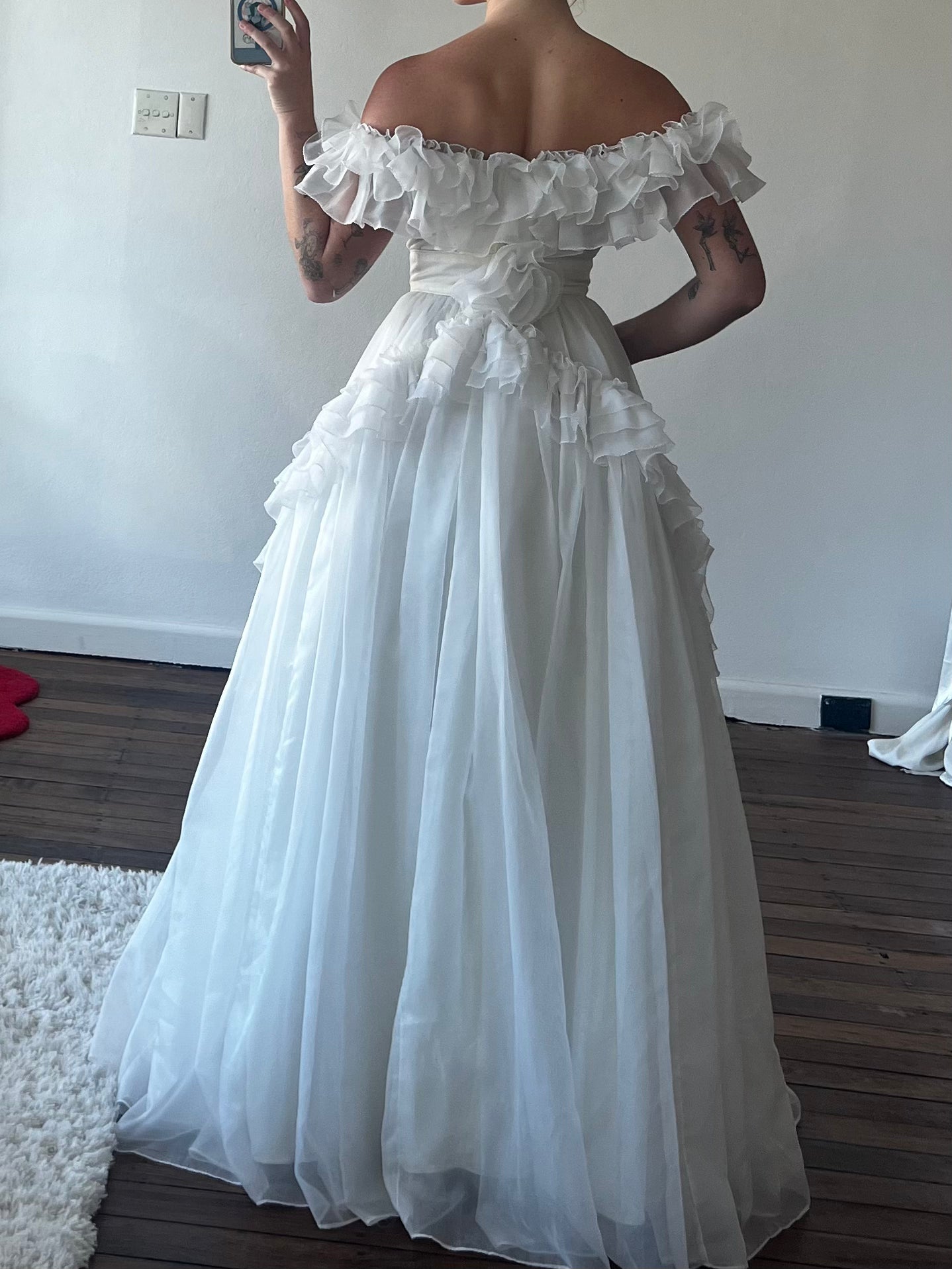 80s Off-the-shoulder Ruffle Dress