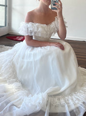 80s Off-the-shoulder Ruffle Dress