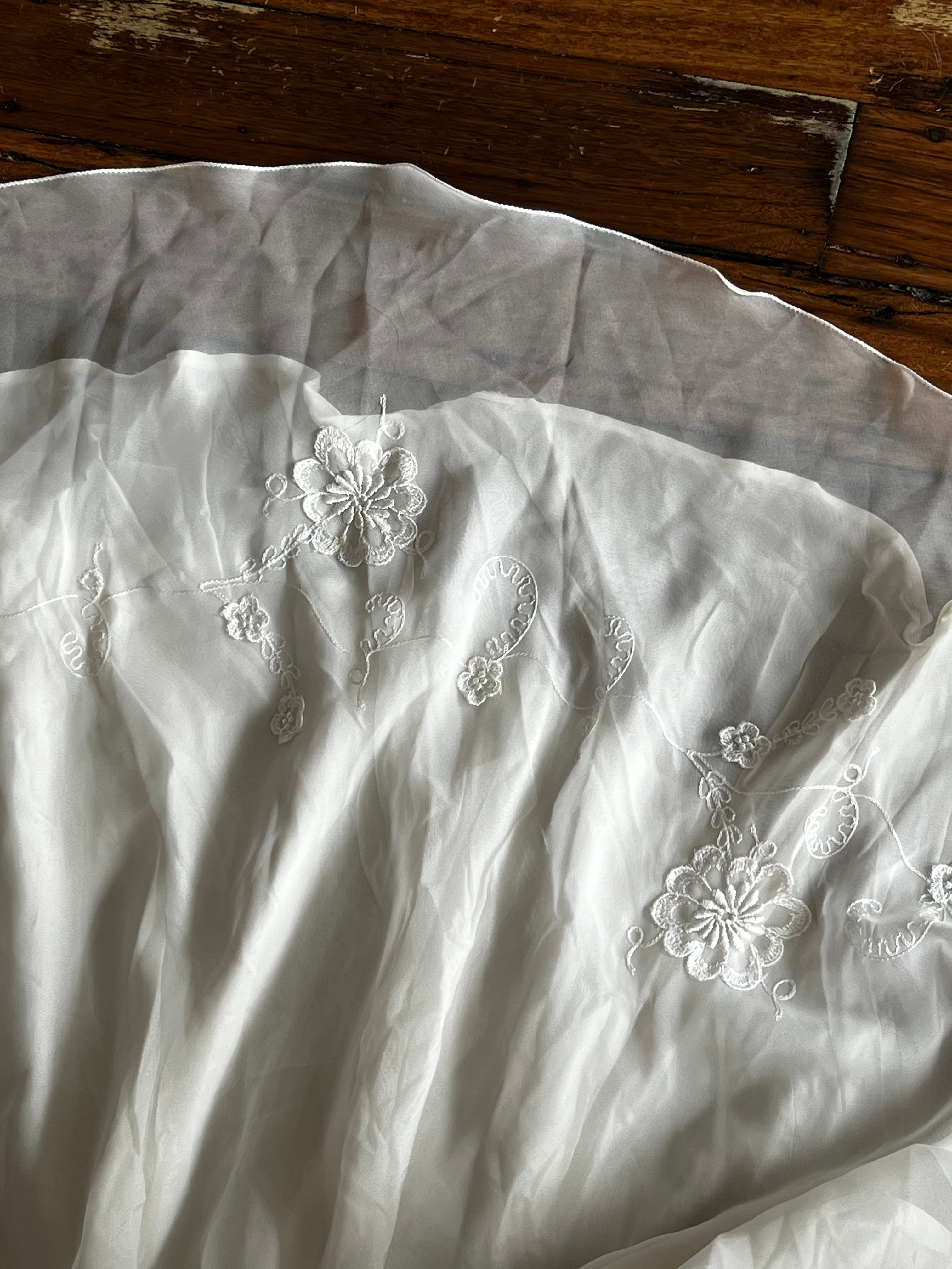 70s Floral Detail Mockneck A-line Dress