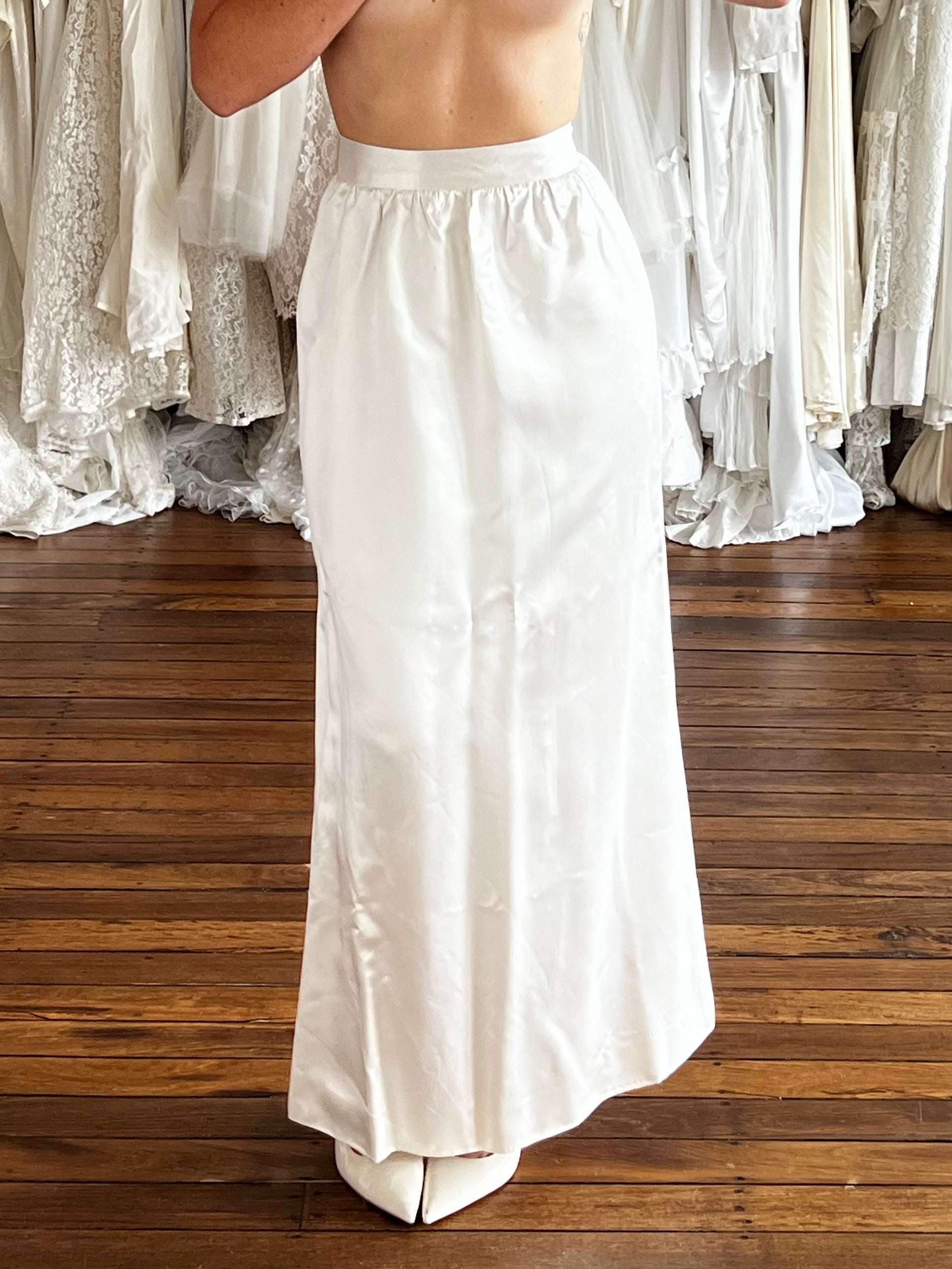 70s Silk Satin Column Skirt and Vest Set