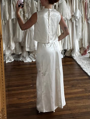 70s Silk Satin Column Skirt and Vest Set
