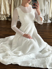 90s Chiffon Long Sleeve Tiered Skirt Dress