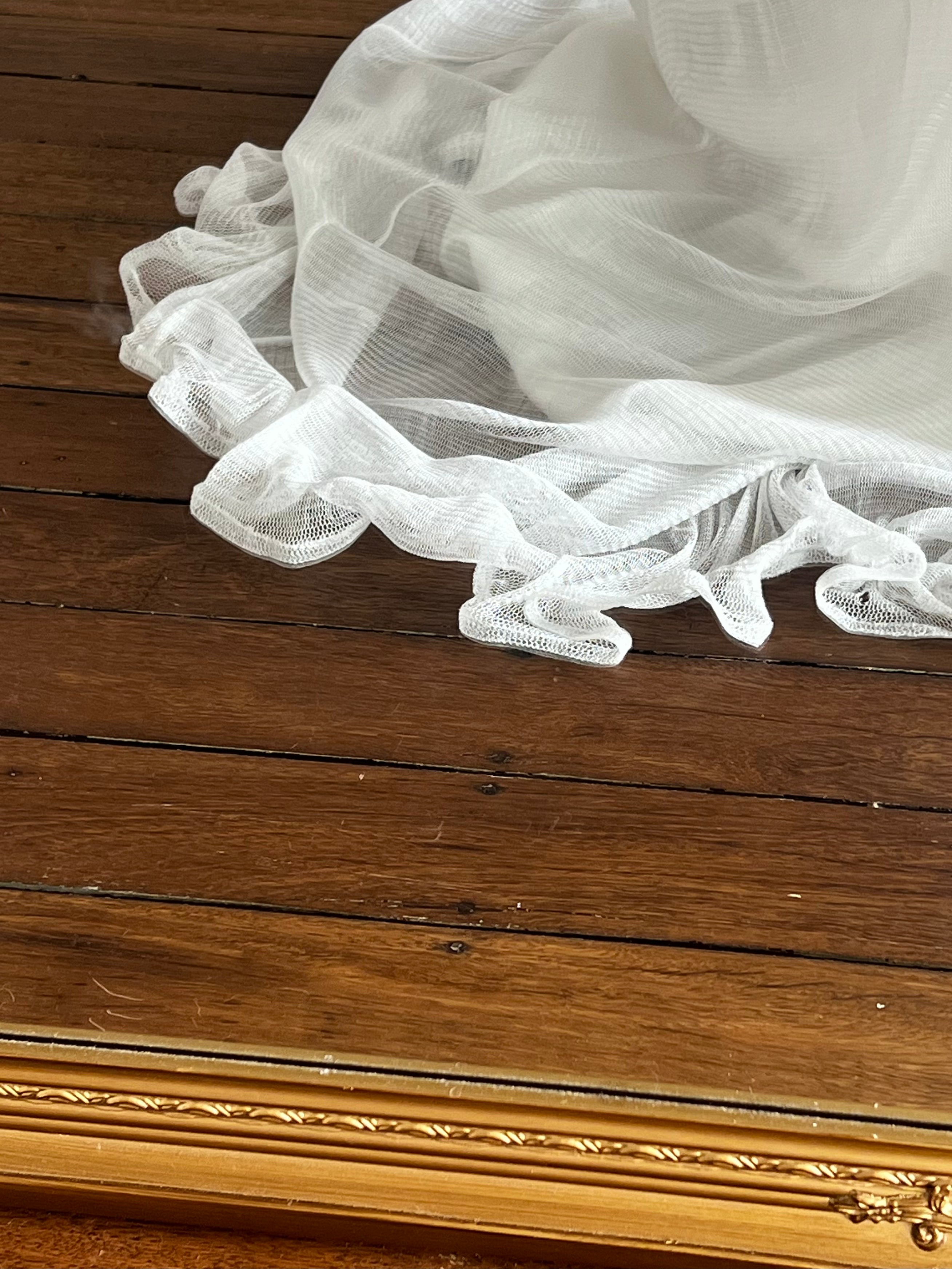 40s Broderie Anglaise Bodice and Silk Net Skirt Dress