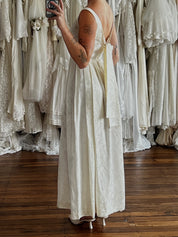 50s Boat Neck Jacquard Satin Dress