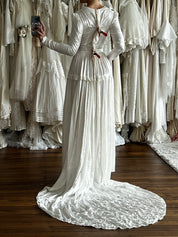 40s Embroidered Butterfly Liquid Silk Dress