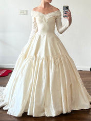 80s Couture Raw Silk Bubble Skirt Dress