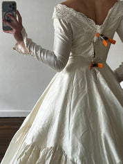 80s Couture Raw Silk Bubble Skirt Dress