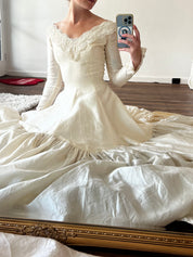 80s Couture Raw Silk Bubble Skirt Dress