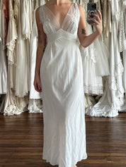 70s Pale Blue Embroidered Detail Lingerie Maxi