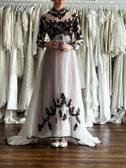 70s Plum Lace Detail Empress Dress