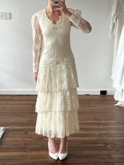 80s does 20s Flapper Tiered Lace Skirt Dress