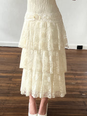 80s does 20s Flapper Tiered Lace Skirt Dress