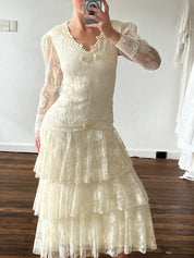 80s does 20s Flapper Tiered Lace Skirt Dress