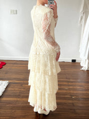 80s does 20s Flapper Tiered Lace Skirt Dress