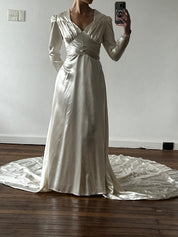 30s Liquid Satin High Low Waist Dress