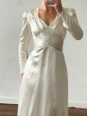 30s Liquid Satin High Low Waist Dress