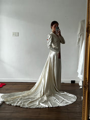 30s Liquid Satin High Low Waist Dress