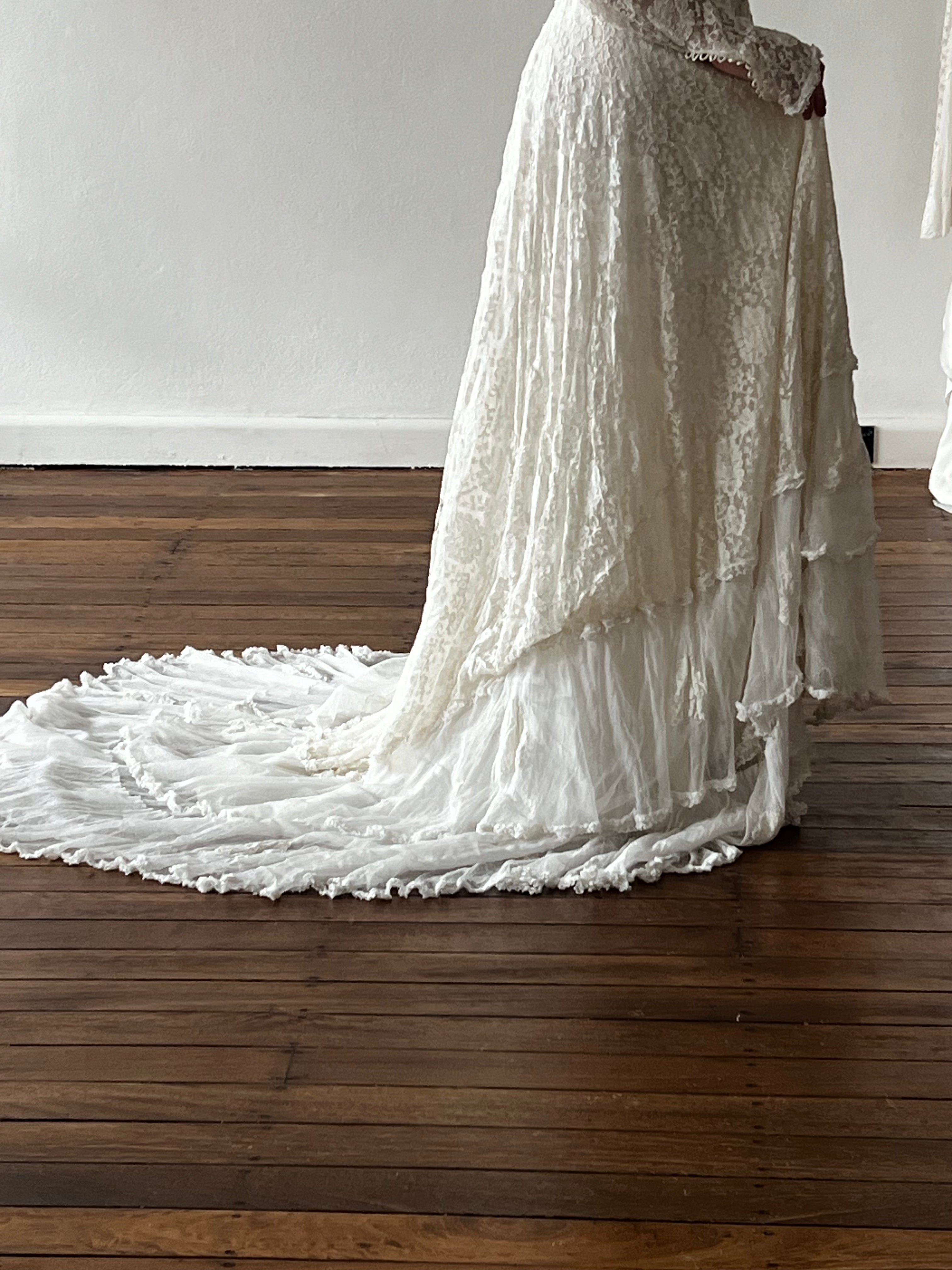 40s Lace Long Sleeve Off-the-shoulder Dress