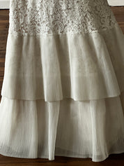 50s Strapless Lace Pleat Tiered Dress with Bolero