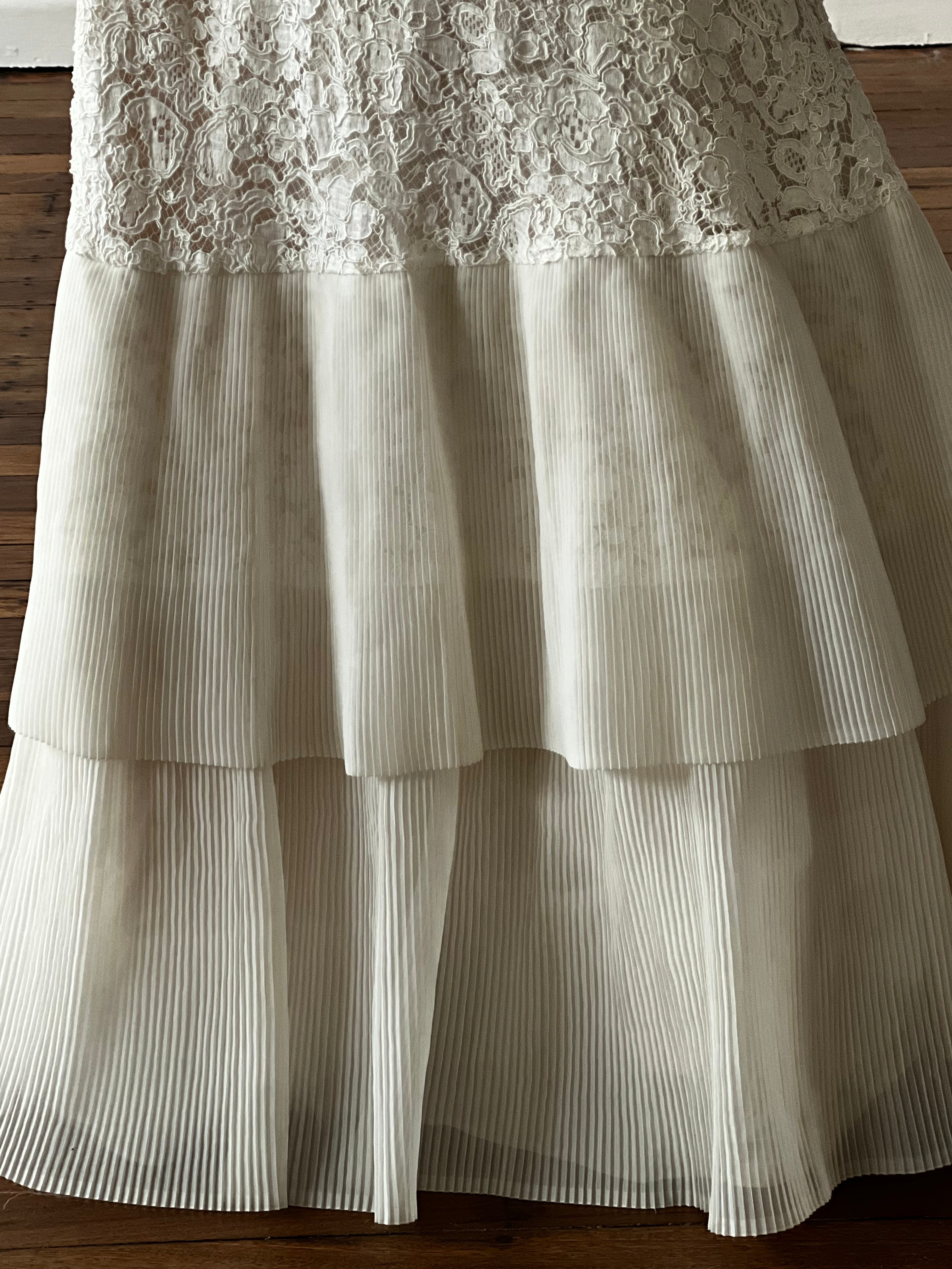 50s Strapless Lace Pleat Tiered Dress with Bolero