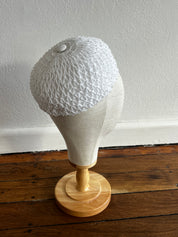 60s Beaded Smocked Silk Chiffon Bridal Hat