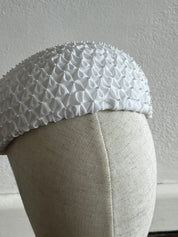 60s Beaded Smocked Silk Chiffon Bridal Hat