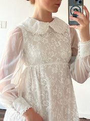 60s Lace Peter Pan Collar Column Dress