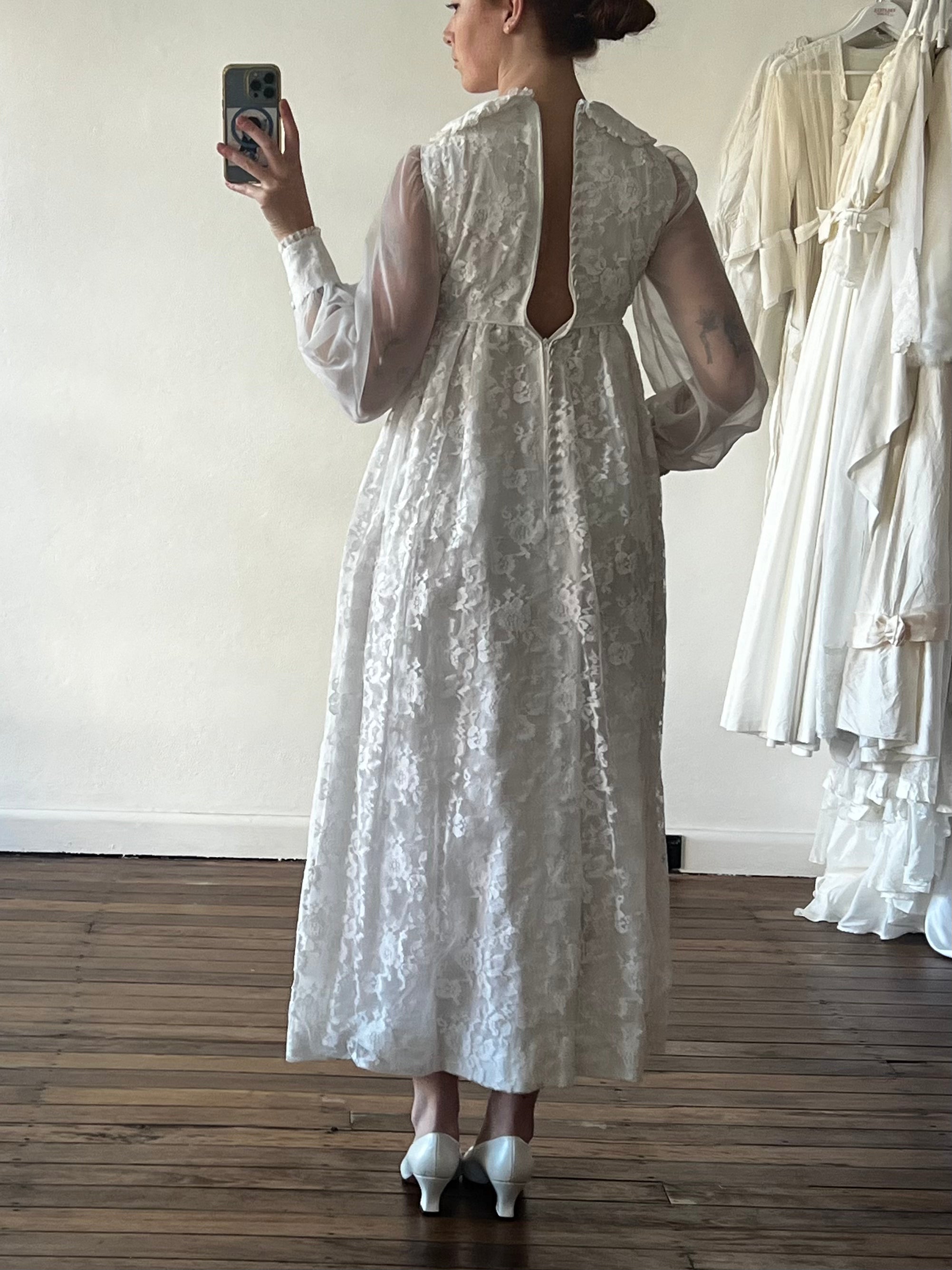60s Lace Peter Pan Collar Column Dress