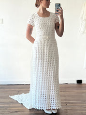 70s Crochet Panel Train Dress
